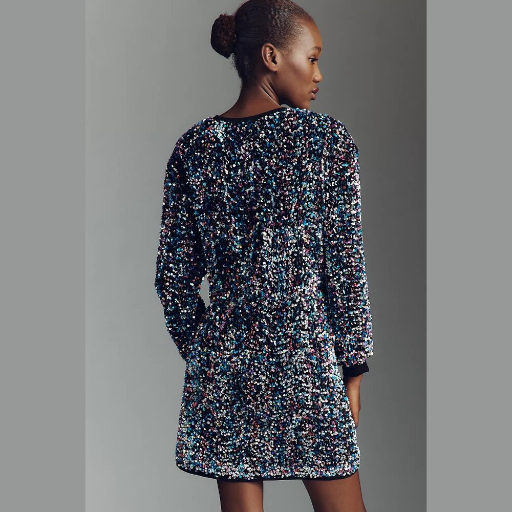 NEW Sizes XS, M, L Petite Women's Velvet Sequin Mini Dress Multi - Anthropologie - Picture 5 of 5